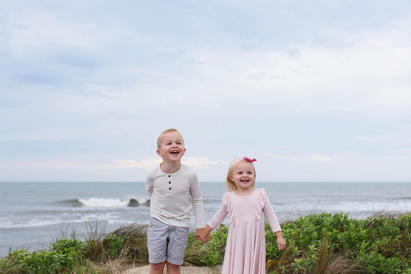 Fun family beach portraits on the Outer Banks